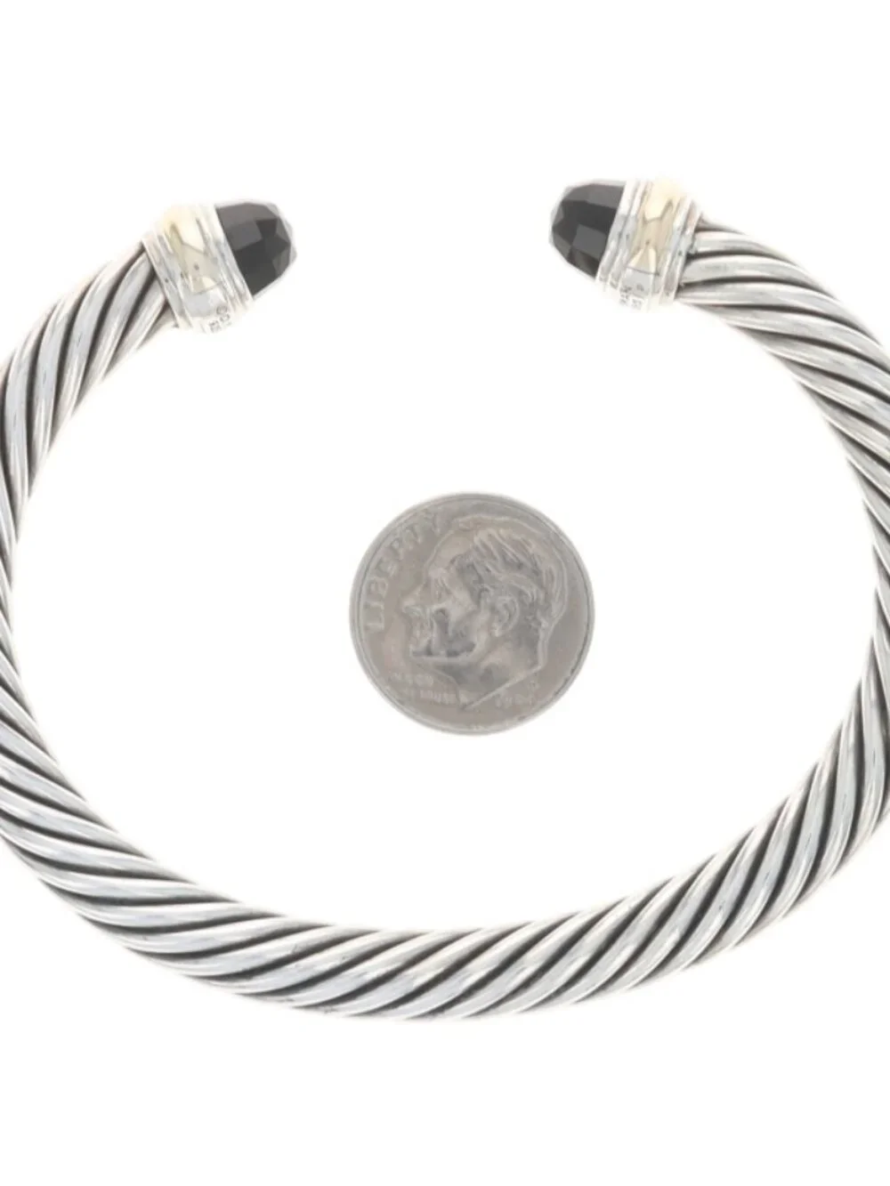 David Yurman 7mm Onyx Cable Bangle Bracelet 6 3/4